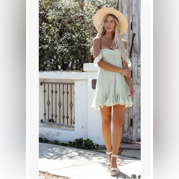 Aakaa Dresses & Skirts - Anthropologie Aakaa Vici Mahoney Smocked Ruffle Mini Dress White Size M